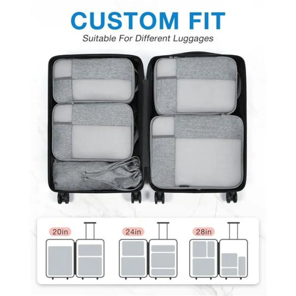 Compression Packing Cubes for Travel, 6 Set Travel Packing Cubes for Carry on